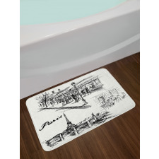Retro Sketchy Paris Bath Mat