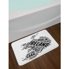 Modern City Names Theme Bath Mat