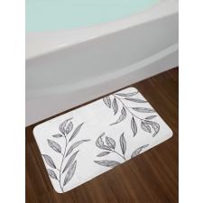 Hatched Look Leaves Art Bath Mat