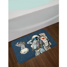 Romantic Couple in Space Bath Mat