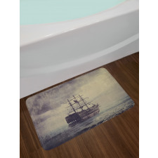 Old Pirate Ship in Sea Bath Mat