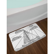 Doodle Boat on Waves Bath Mat