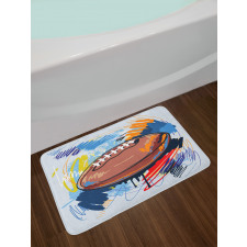 Rugby Ball Doodle Art Bath Mat