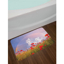 Poppy Flowers on Meadow Bath Mat