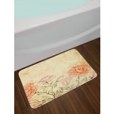 Grunge Retro Flowers Bath Mat