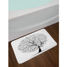 Abstract Leafy Floral Tree Bath Mat