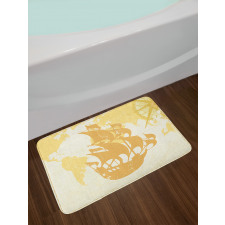 Old World Map Sailboat Bath Mat