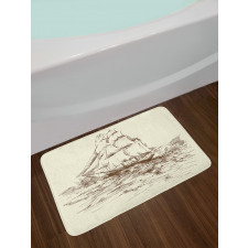 Hand Drawn Ship Bath Mat