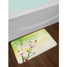 Blossoms Ladybugs Spring Bath Mat