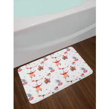 Watercolor Nursery Clowns Bath Mat