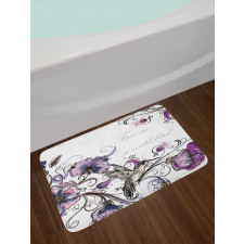 Ornate Flowers Leaves Bath Mat