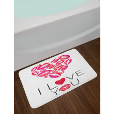 Kisses Lipsticks Lettering Bath Mat