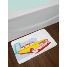 Old Car Grunge Artwork Bath Mat