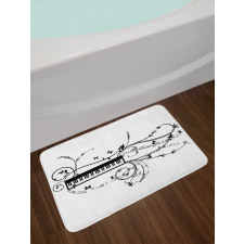 Keyboard Curlicue Motif Art Bath Mat