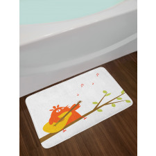 Singing Orange Bird on Branch Bath Mat