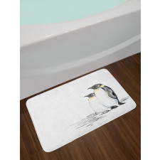 Hand Drawn Penguins Art Bath Mat
