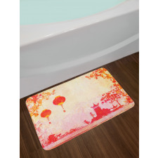 Chinese Lanterns Building Bath Mat