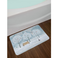 Snow in Park Xmas Trees Bath Mat