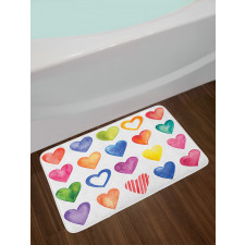 Watercolor Heart Romance Bath Mat