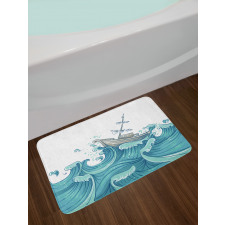 Ship and Ocean Waves Bath Mat