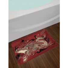Japanese Dragon Doodle Bath Mat