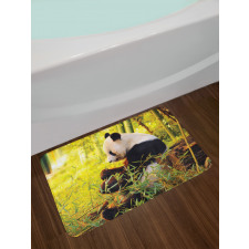 Panda Sitting in Forest Bath Mat