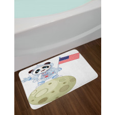 Astronaut on Moon Cartoon Bath Mat