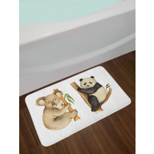 Koala Panda Watercolor Bath Mat