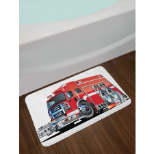 Fire Truck Rescue Team Bath Mat