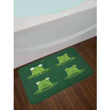 Frogs in Pond Lily Pad Bath Mat
