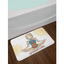Meditating Girl Mandala Bath Mat