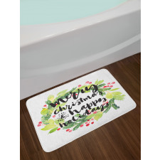 Wreath Red Berries Bath Mat