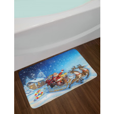 Santa in Sleigh Toys Bath Mat