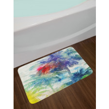 Watercolor Palm Retro Bath Mat