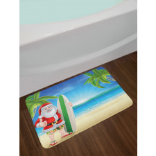 Santa with Surfboard Bath Mat