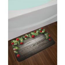 Red Balls Fir Branch Bath Mat