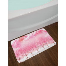 Cherry Trees Feathers Bath Mat