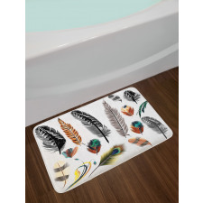 Bird Feather Retro Vibrant Bath Mat
