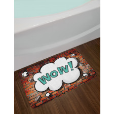 Words Cracked Brick Wall Bath Mat