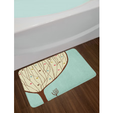 Aqua Hand Drawn Tree Bath Mat