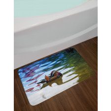 Chinese Ducks in River Bath Mat