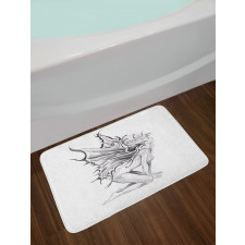 Pencil Drawing Angels Bath Mat