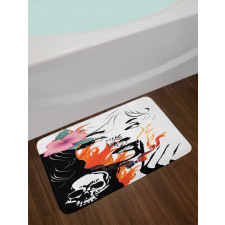 Pink Flower and Skull Bath Mat