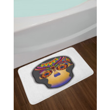 Colored Flower Skull Bath Mat