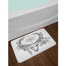 Skull with Feathers Bath Mat