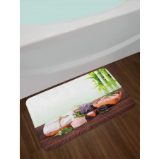 Bamboos Flowers Stones Bath Mat