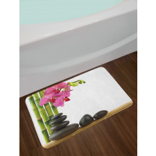 Pink Orchid and Bamboos Bath Mat