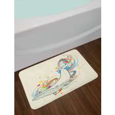 Whale in Ocean Dive Bath Mat