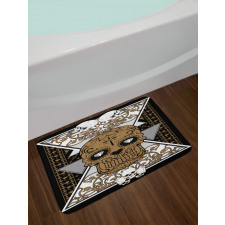 Skull and Flowers Tattoo Bath Mat