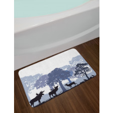 Grey Wild Forest Animals Bath Mat